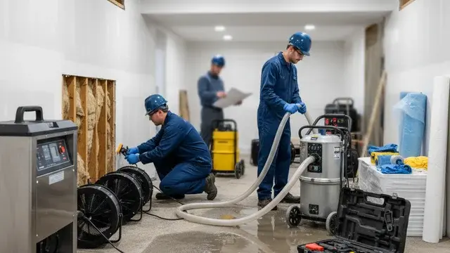 Water damage restoration crew working in a Baltimore, MD home